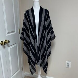 Elegant Black and White Striped Shawl